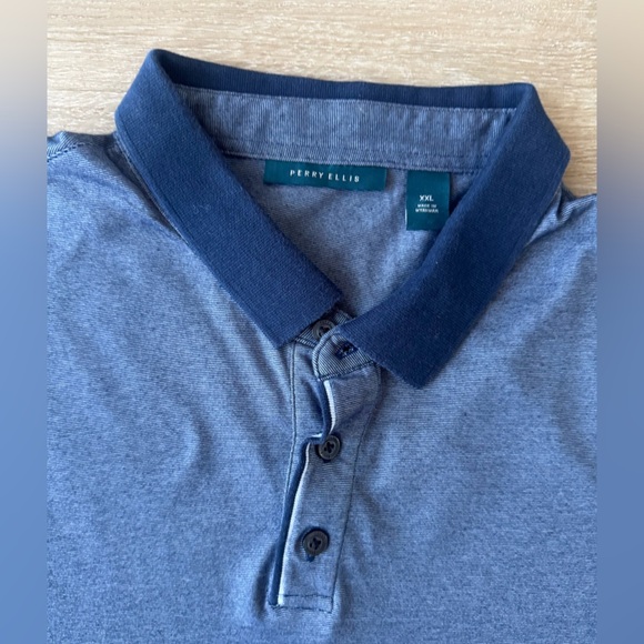 Perry Ellis Blue Polo Collared Shirt Cotton SZ XXL - Picture 4 of 8